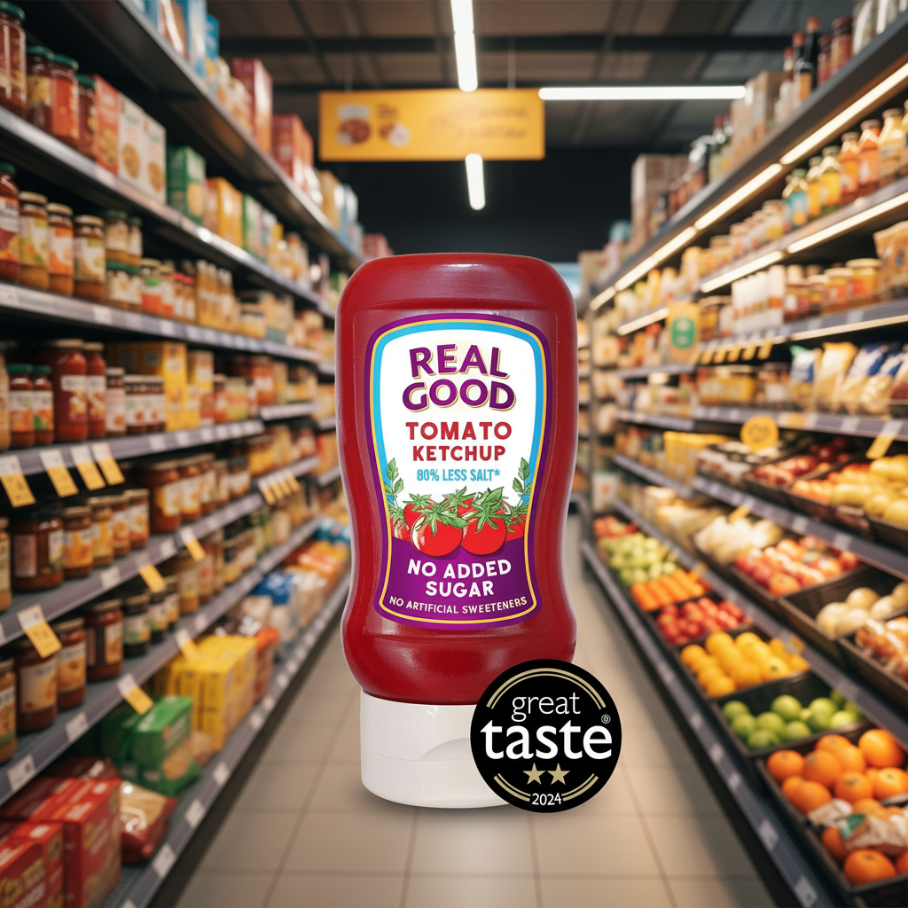 6 x Real Good Tomato Ketchup No Added Sugar - 310g