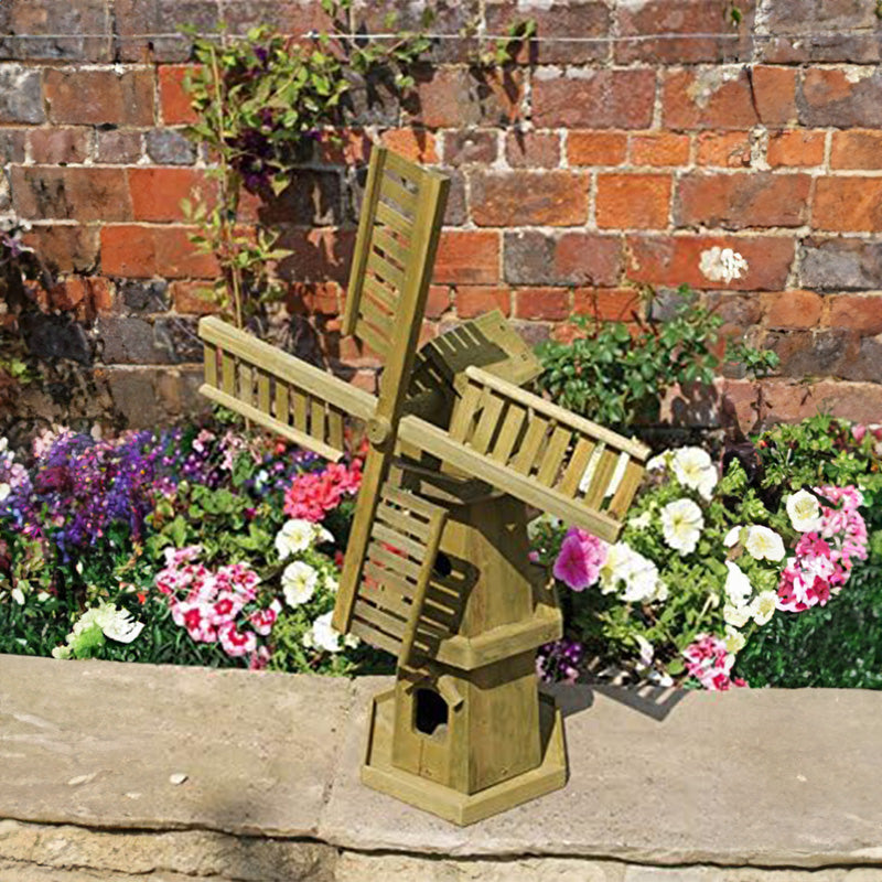 Large Wooden Windmill with Moving Parts