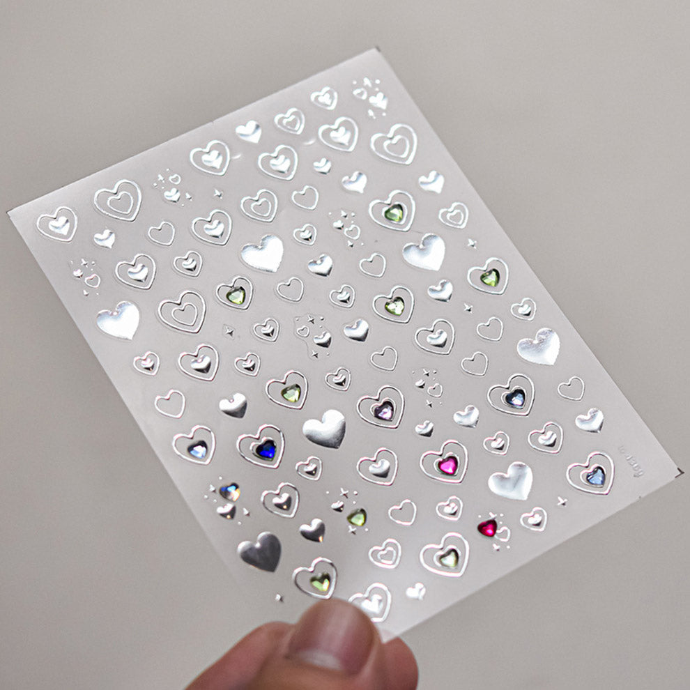 Hello Claws | Silver Star Heart 5D Nail Deco Sticker