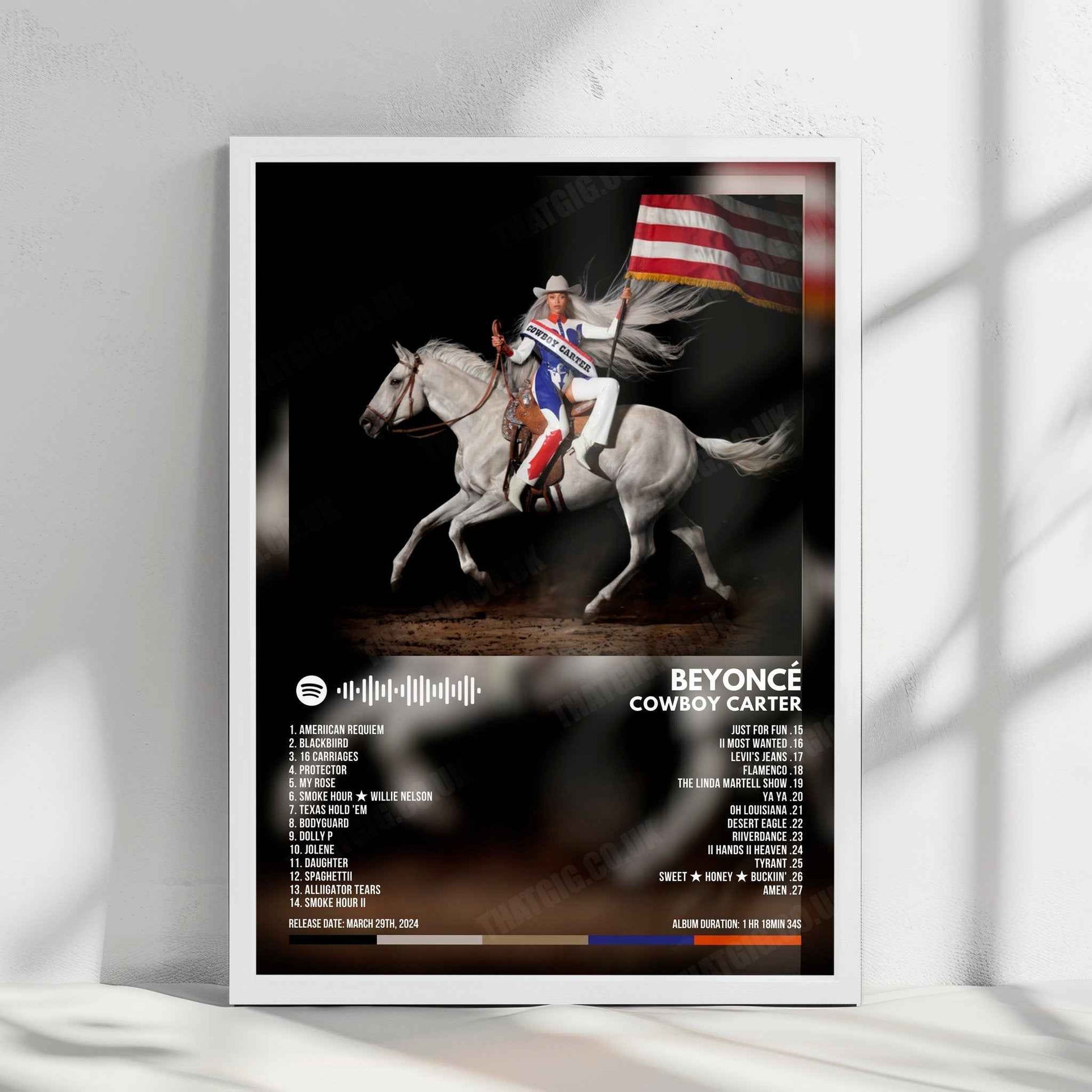 Beyoncé "Cowboy Carter" Album Cover Poster - with Complete Tracklist