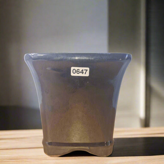 13cm Glazed Bonsai Pot | Cascade | 13cm x 13cm x 13cm | Black