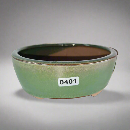 13cm Glazed Bonsai Pot | Oval | 13cm x 10cm x 5cm | Green