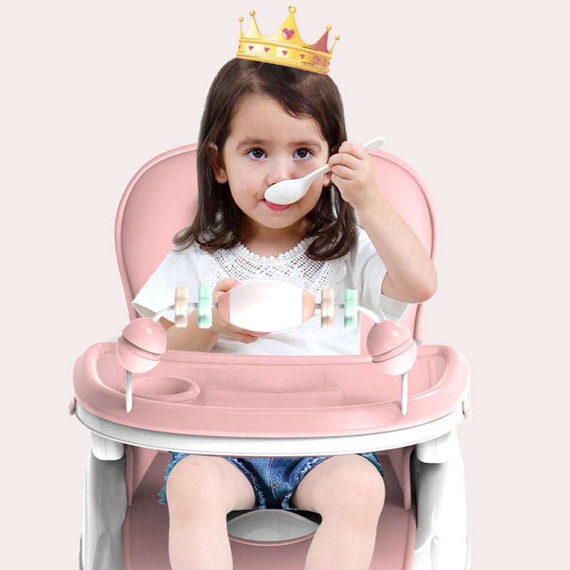 Foldable Baby High Chair - Portable Adjustable Metal Frame Feeding Seat