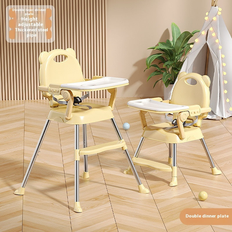 Abaddou Foldable Baby High Chair - Adjustable Metal Frame 105cm