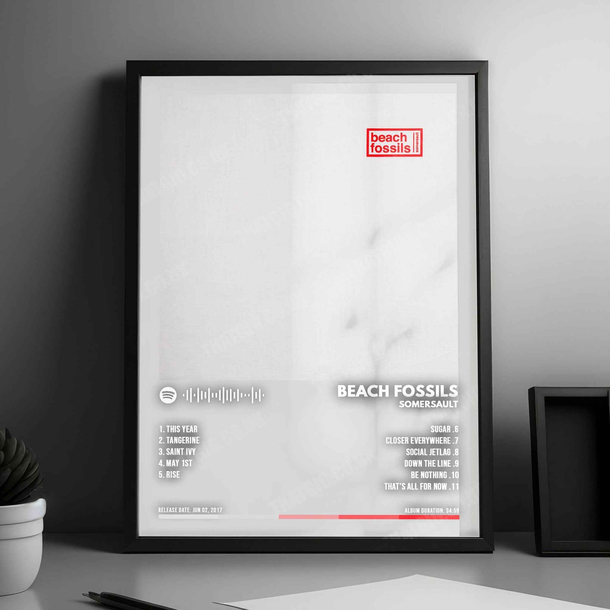 Beach Fossils "Somersault" Album Cover Poster - with Complete Tracklist