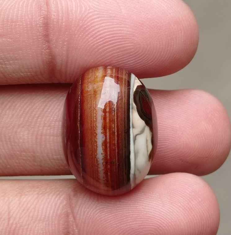 38ct Banded Agate with Wooden Texture - Sulaimani Aqeeq -  24x18x11mm