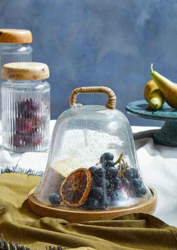 Garner Glass Cheese Dome With Mango Wood Base