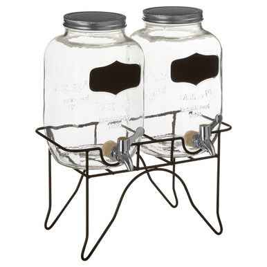 Grocer Set Of 2 Drink Dispensers With Stand