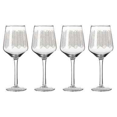 Set Of Four Jazz Wine Glasses