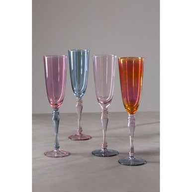 Aurora Set Of 4 Multicolour Champagne Glasses
