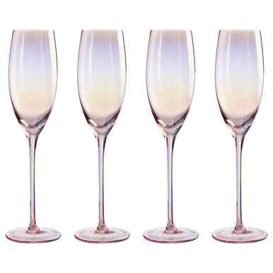 Frosted Deco Set Of 4 Champagne Glasses