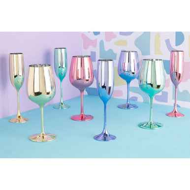 Mimo Set Of 4 Multicolour Champagne Glasses