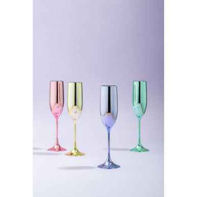 Mimo Set Of 4 Multicolour Champagne Glasses