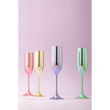 Mimo Set Of 4 Multicolour Champagne Glasses