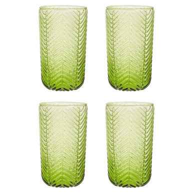Fleur Set Of Four Green Highball Glasses