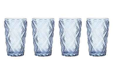 Fleur Set Of Four Blue Highball Glasses