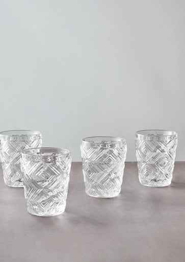 Fleur Set Of Four Clear Glass Tumblers