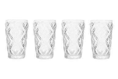 Fleur Set Of Four Clear Highball Glasses