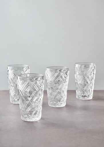 Fleur Set Of Four Clear Highball Glasses