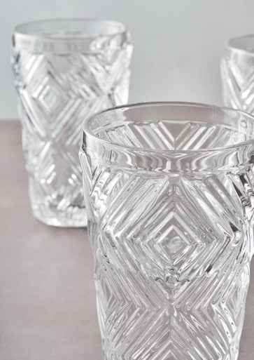 Fleur Set Of Four Clear Highball Glasses