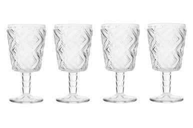 Fleur Set Of Four Clear Wine Glasses