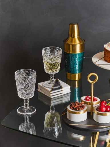 Fleur Set Of Four Clear Wine Glasses