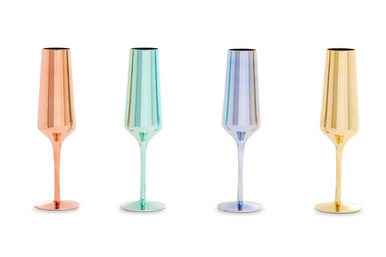 Aurora Set of Four Champagne Flutes In Assorted Colours