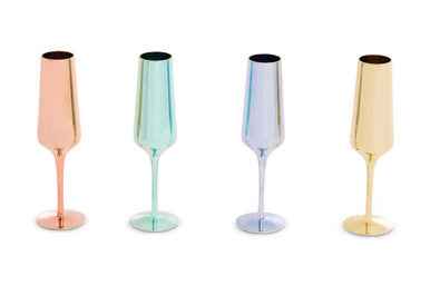 Aurora Set of Four Champagne Flutes In Assorted Colours