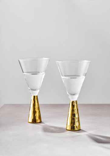 Set Of Two Astrid Wine Glasses With Gold Finish Stem