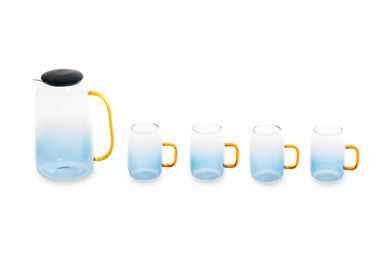Noa Glass Ombre Blue Pitcher And Cup Set