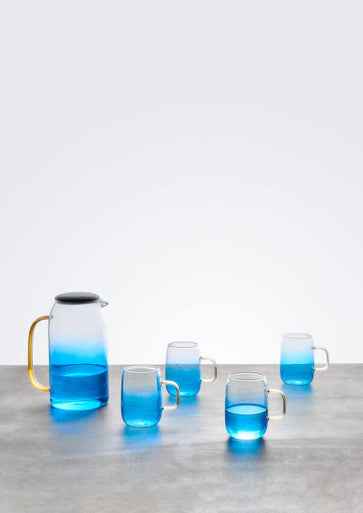 Noa Glass Ombre Blue Pitcher And Cup Set
