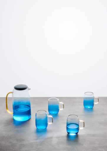 Noa Glass Ombre Blue Pitcher And Cup Set