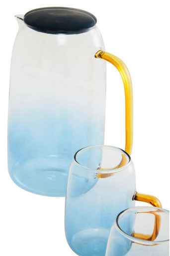 Noa Glass Ombre Blue Pitcher And Cup Set