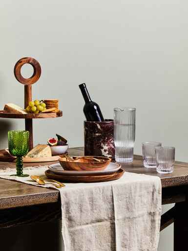 Juno Ribbed Glass And Jug Three Piece Set