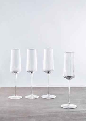 Eldon Set Of Four Ribbed Champagne Glasses