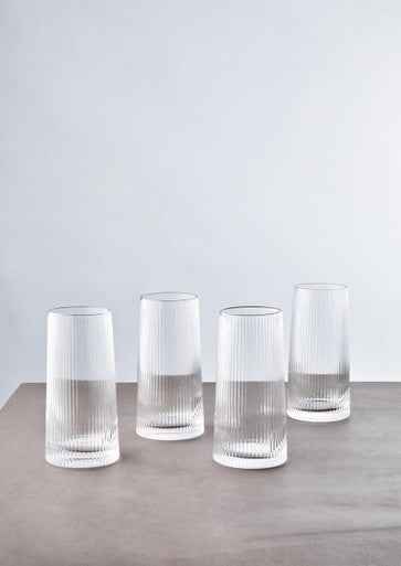 Eldon Set Of Four Ribbed Hi Ball Glasses