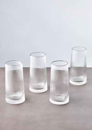Eldon Set Of Four Ribbed Hi Ball Glasses