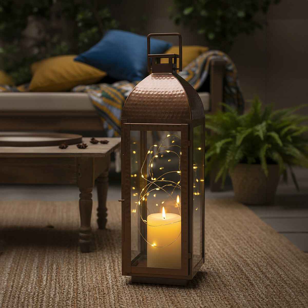 Ravi Large Lantern with Copper Finish