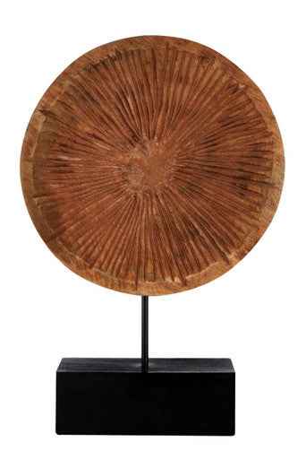 Fidel Large Carved Wood Disc On Stand