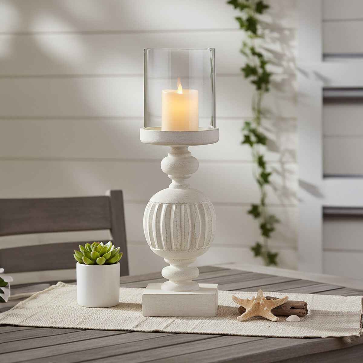 Mango Wood Carved Candle Holder