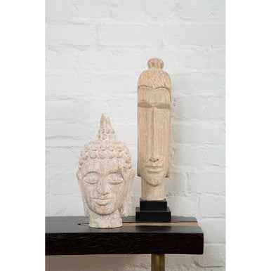 Fausto Mango Wood White Brushed Finish Buddha Head