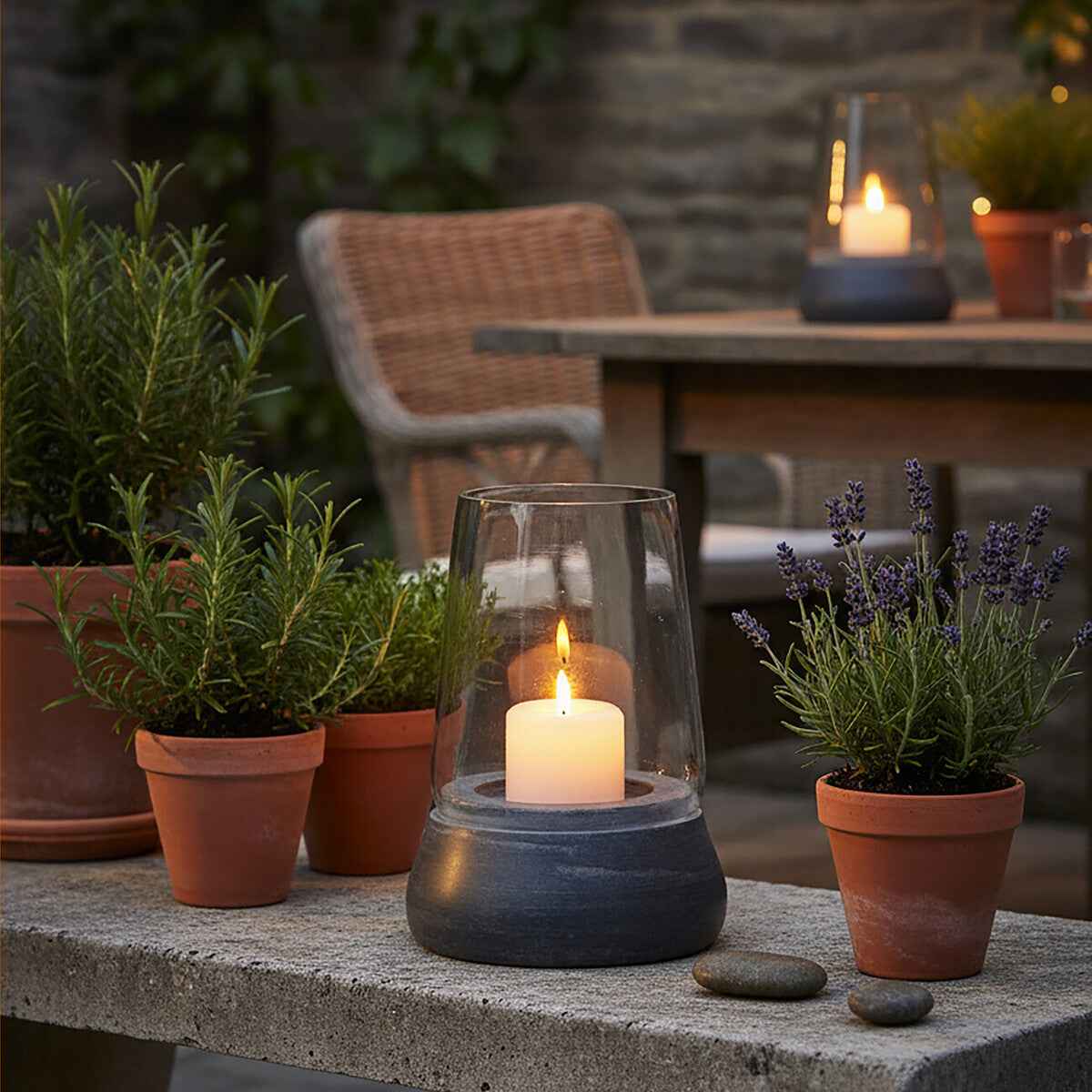 Kira Complements Grey Marble And Glass Candle Holder