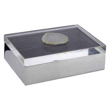 Bowerbird White Agate Large Trinket Box