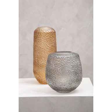 Colbie Medium Embossed Grey Glass Vase