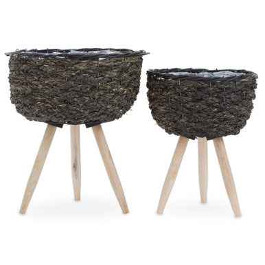 Lentigo Set Of Two Black Planters