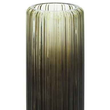 Chima Large Grey Ribbed Glass Vase