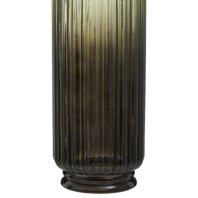 Chima Large Grey Ribbed Glass Vase