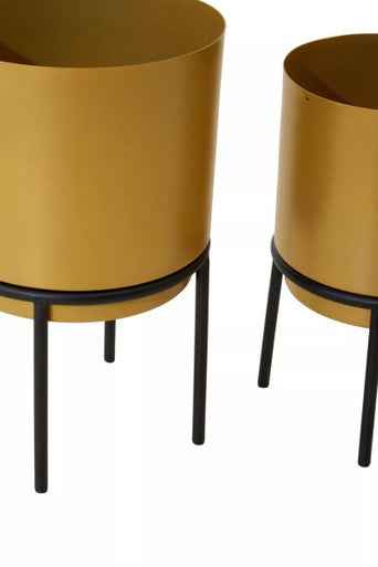 Avento Set Of Three Gold Finish Planters