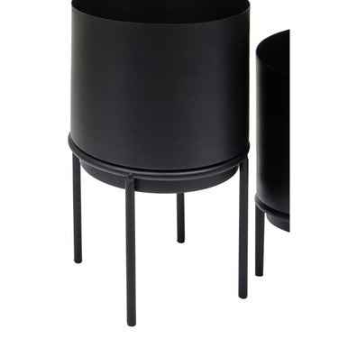Avento Set Of Three Black Finish Planters