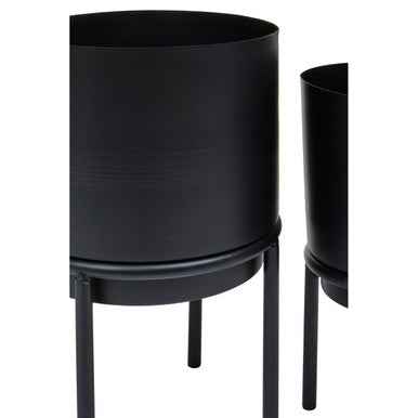 Avento Set Of Three Black Finish Planters
